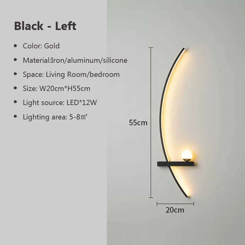 LED Wall Lamp Modern 55/105CM Black For Living Room Bedroom Bedside Corridor Study Room Cloakroom Decorative Lighting Fixtures