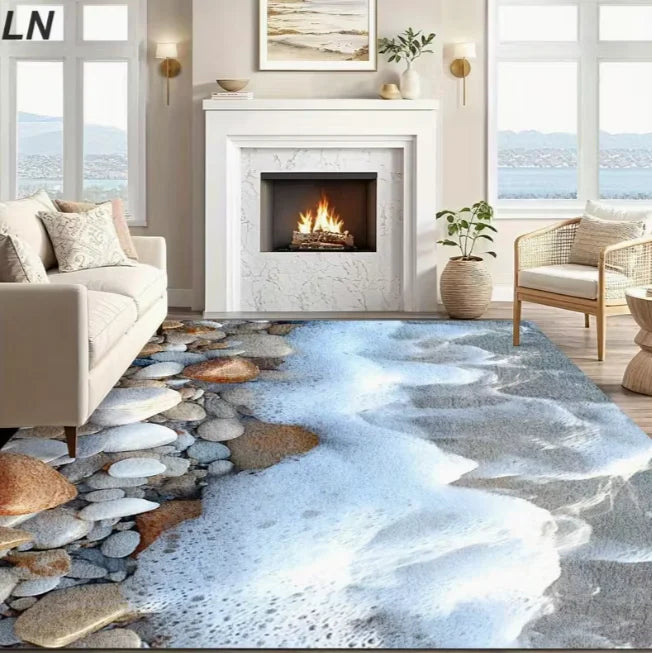 Flannel Printed 3D Sinkhole Ship Rug Ocean Adventure Theme Living Room Carpet Soft Fleece Floor Mat Home Decor Unique Area Rugs