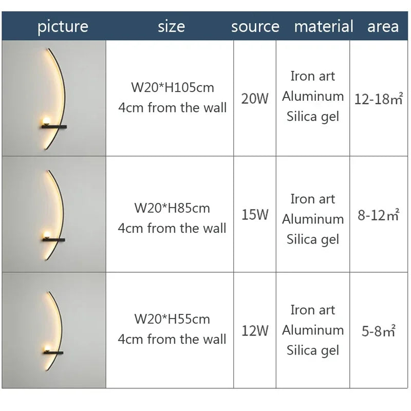 LED Wall Lamp Modern 55/105CM Black For Living Room Bedroom Bedside Corridor Study Room Cloakroom Decorative Lighting Fixtures