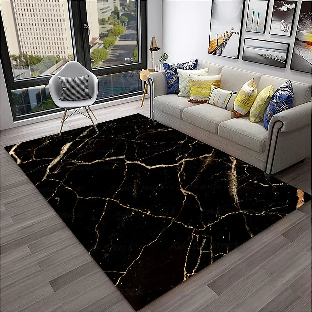 Luxurious Black Green Gold Colour Marble 3D Carpet Rug for Home Living Room Sofa Doormat Decor,kids Area Rug Non-slip Floor Mat