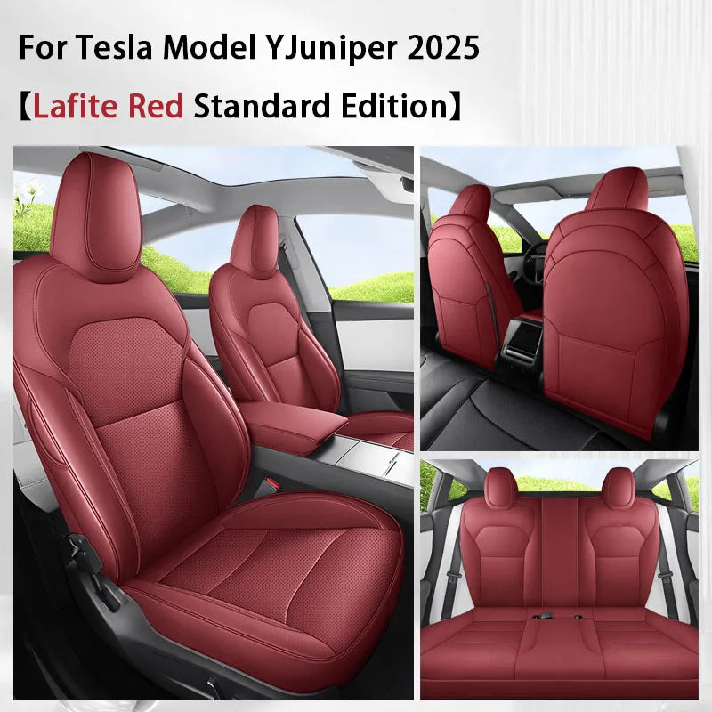 TCYZ For Tesla New Model Y Juniper 2025 Full Set Seat Covers Leather Breathable Car Seat Cover Cushion Protector Replacement