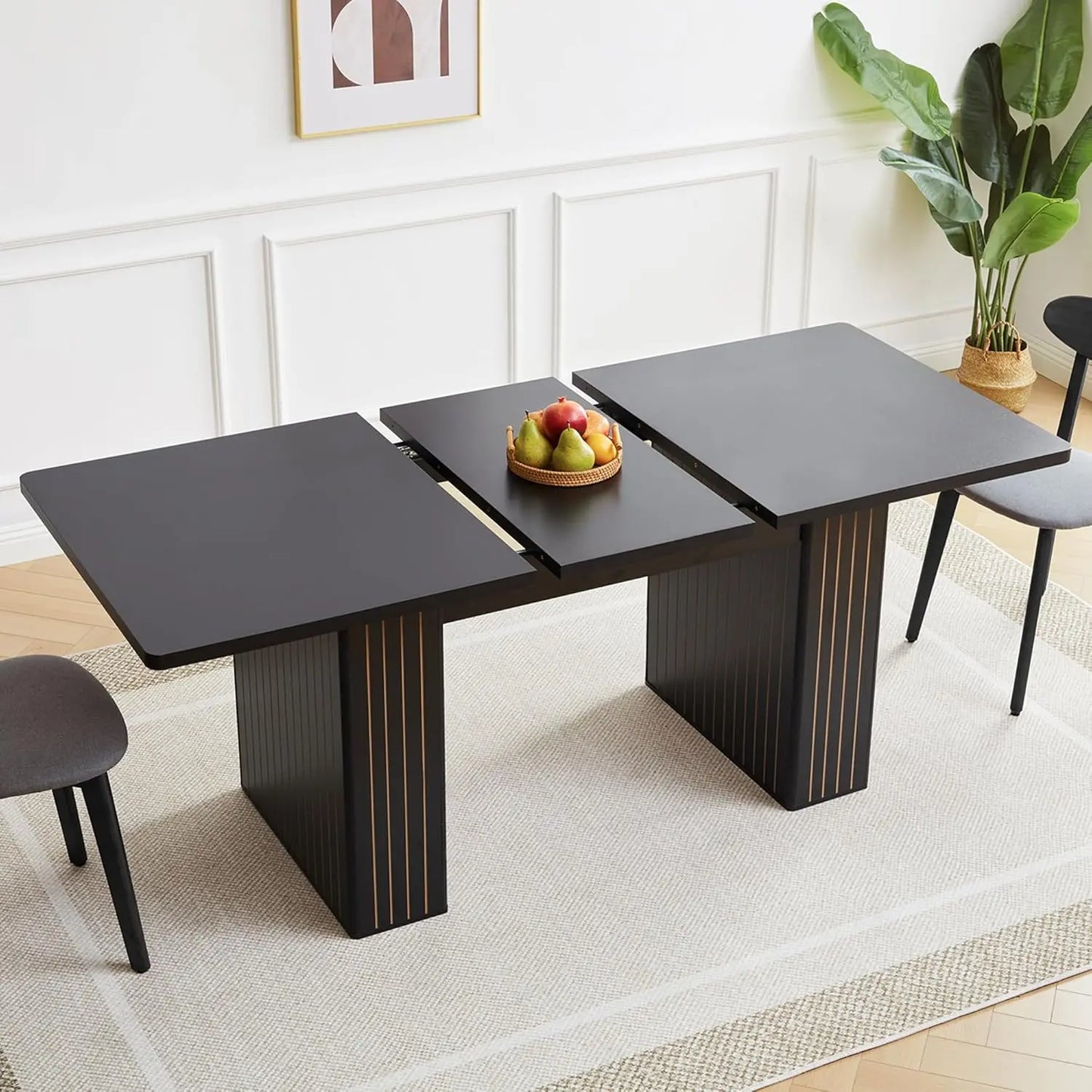 Extendable Dining Table 41-78in Seats 4-8 Round Expandable Kitchen Fluted Base Modern Oval Dining Room Living Room, Customized