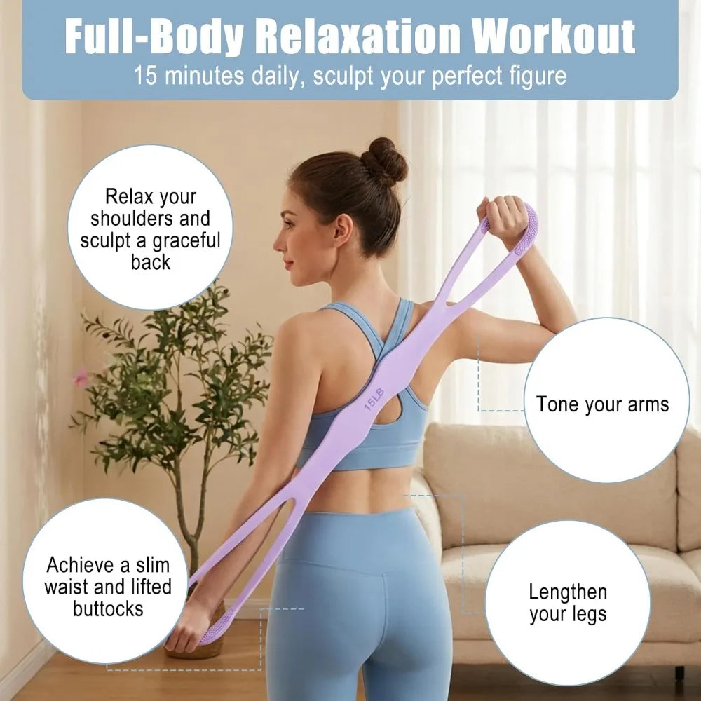 8-Shaped Resistance Bands with Handles, 15lb Pull Rope for Arm Shoulder Back Workout, Home Gym Fitness Equipment for Strength Training, Yoga, Pilates, Physical Therapy, Stretching for Men and Women