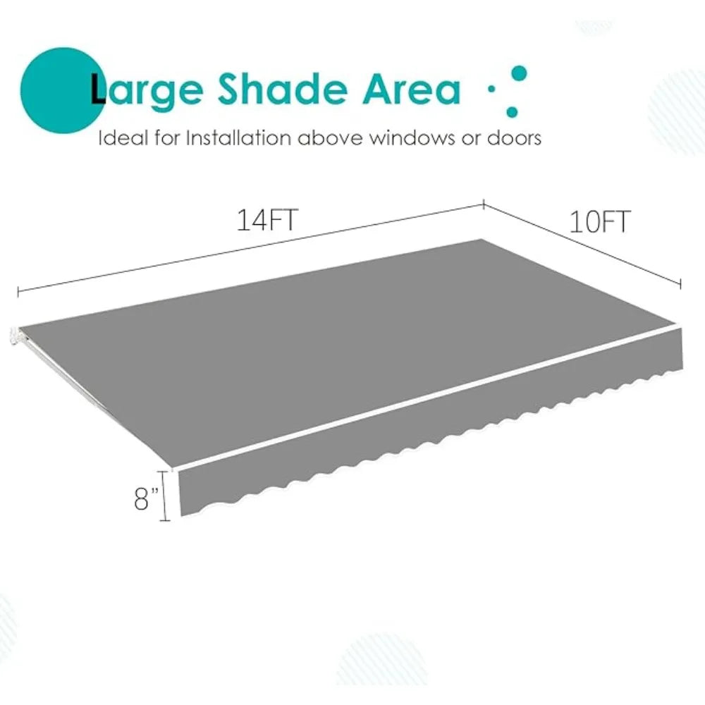 Retractable Awning Replacement, 14x10FT Sunshade Canopy for Patio Outdoor Awning (Without Frame), 280g/㎡ Polyester Fabric Cover