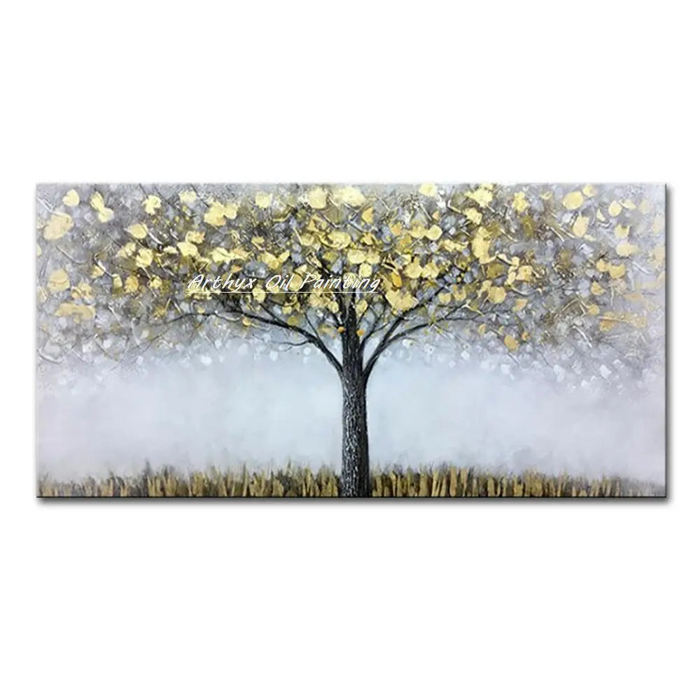 Arthyx,Handpainted Night Knife Oil Painting On Canvas,Wall Art,Modern Abstract Landscape Picture For Living Room Home Decoration
