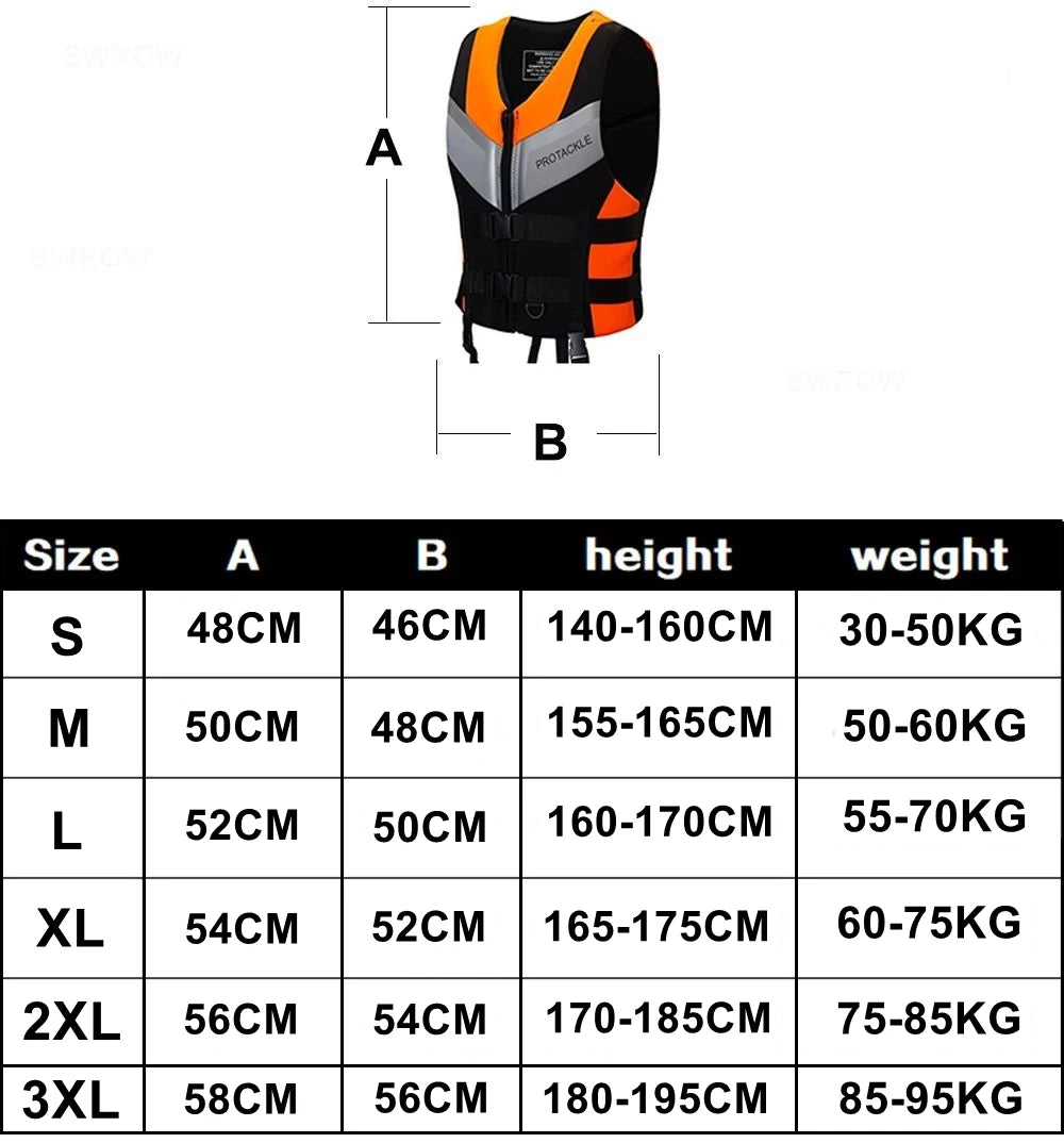 Neoprene Sea Life Jacket Adults Men Buoyancy Drifting Safety Vest Buckle Floating Foam Surfing Sailboard Racing Boats Kayaks