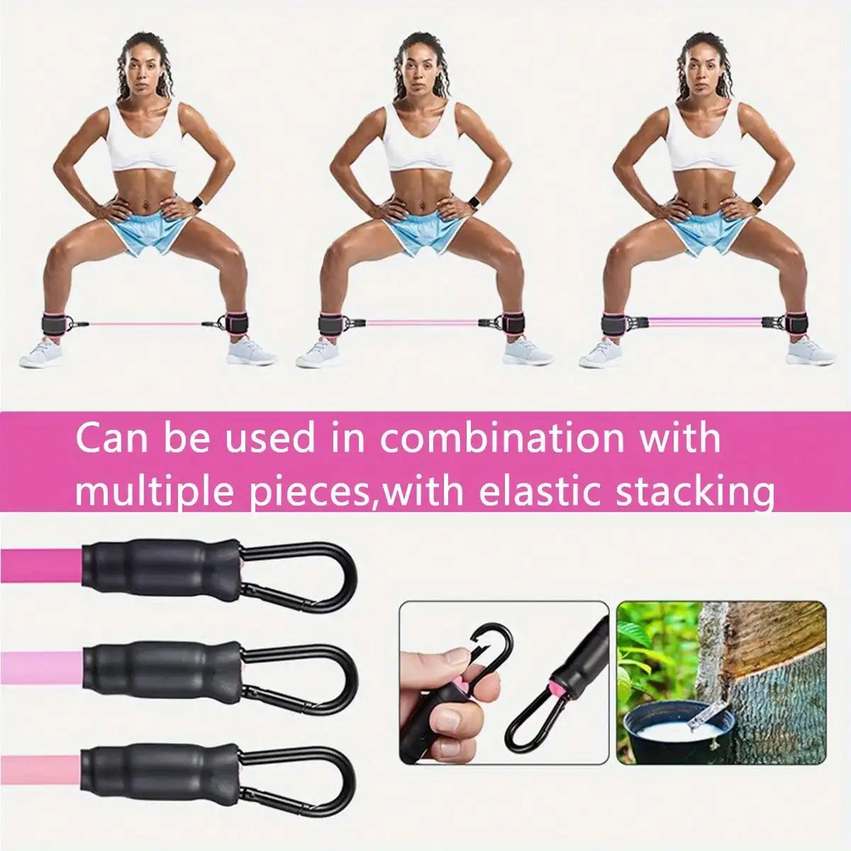 3Pcs Ankle Resistance Bands With Cuffs 3 Level Adjustable Leg Hip Fitness Bands Portable Home Sports Workout Equipment