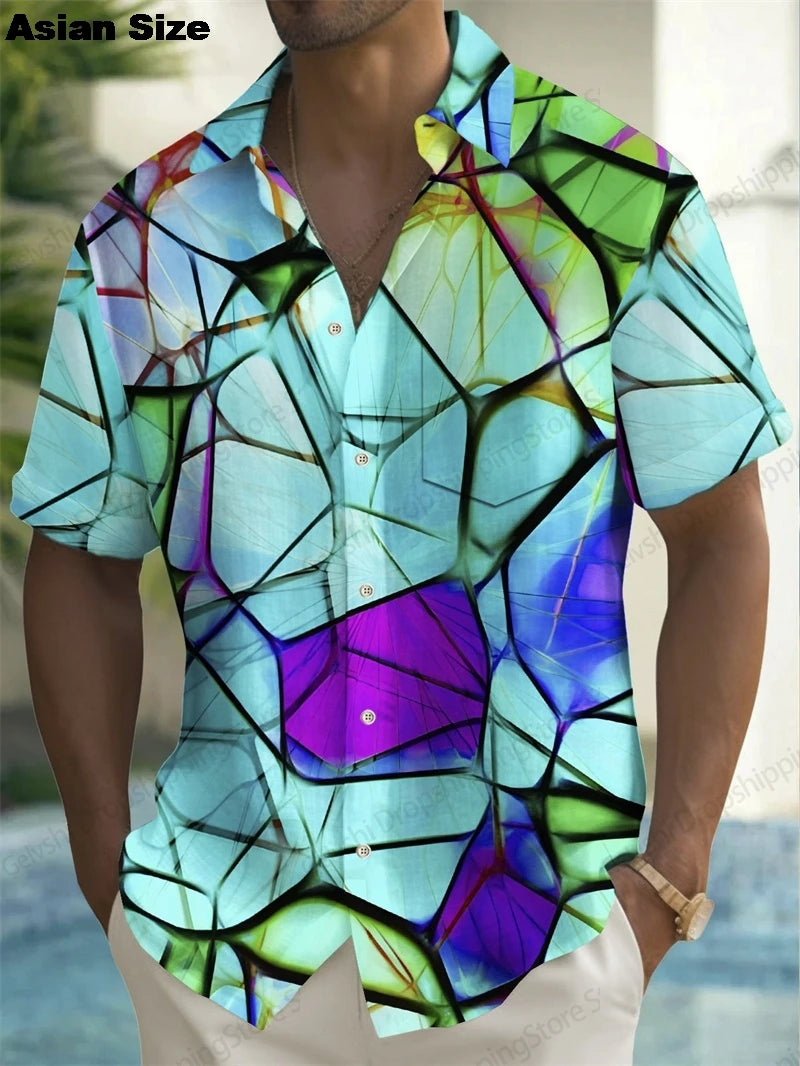 2025 Moon Star Hawaiian Shirt Men Women Fashion Casual Hawaiian Sea Shirts Short Sleeve Button Blouse Festive Holiday Tops
