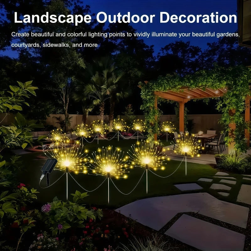 4/5/6Pack 480LED Solar Firework Lights Outdoor Smart Solar Garden Lights Starburst String Lights 8 Modes for Christma Decoration