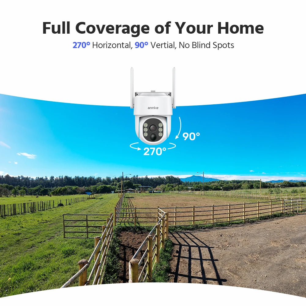 ANNKE H.264+ 4MP Wifi security camera Built-in battery wireless PT IP Camera Color Night Vision solar security camera outdoor