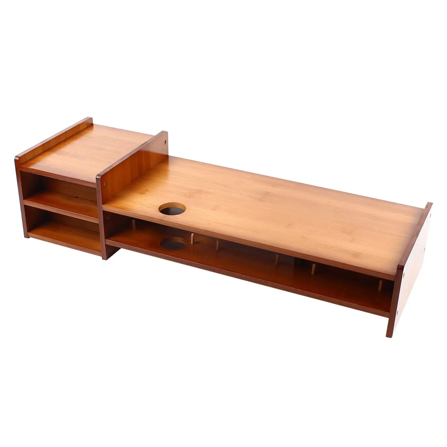 Yiyibyus Monitor Stand Riser 2-Tier Bamboo Wood Computer Monitor Riser Stand Desktop Organizer Stand with Storage Drawer Laptop