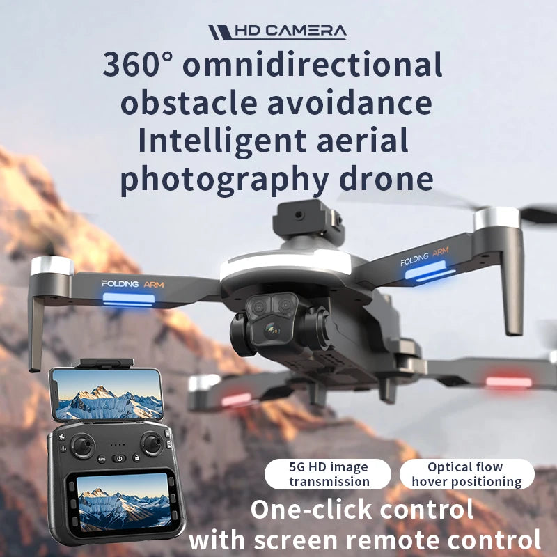GPS RC Drone 8K HD Dual Camera UAV WIFI FPV Brushless Aircraft Obstacle Avoidance Optical Flow Quadcopter with 3 Batteries