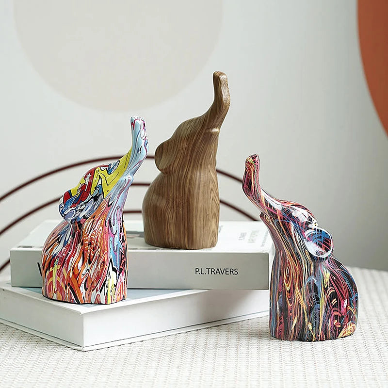 Modern Art Sculpture Home Decor Statue Animal Ornaments For Home Decoration Living Room Desk Bookshelf Graffiti Letter Elephant