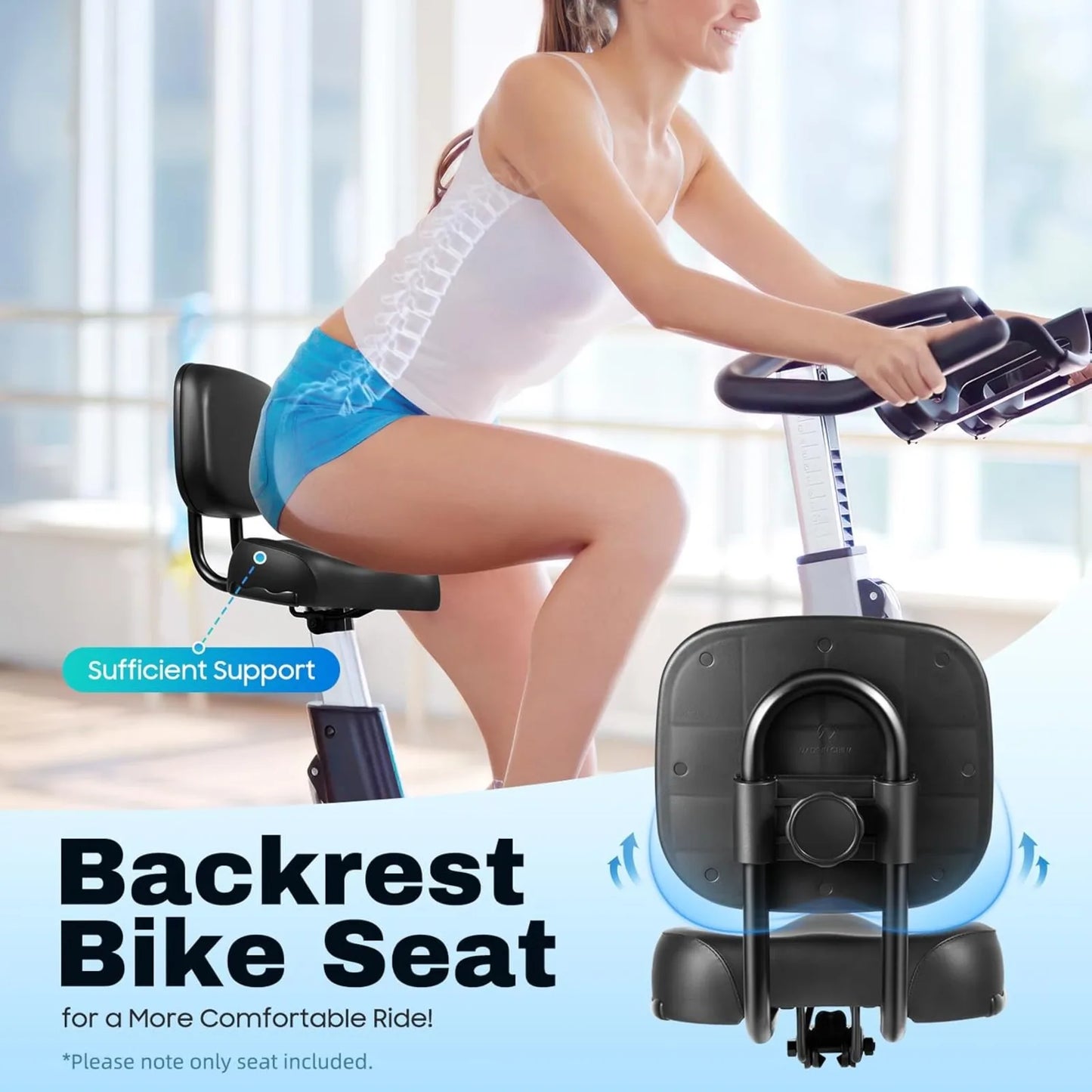 11" x 9.5" Bicycle Tricycle Saddle Seat with Durable Back Support, Oversize Bike Seats with 11" - 15" high Adjustable Back Rest