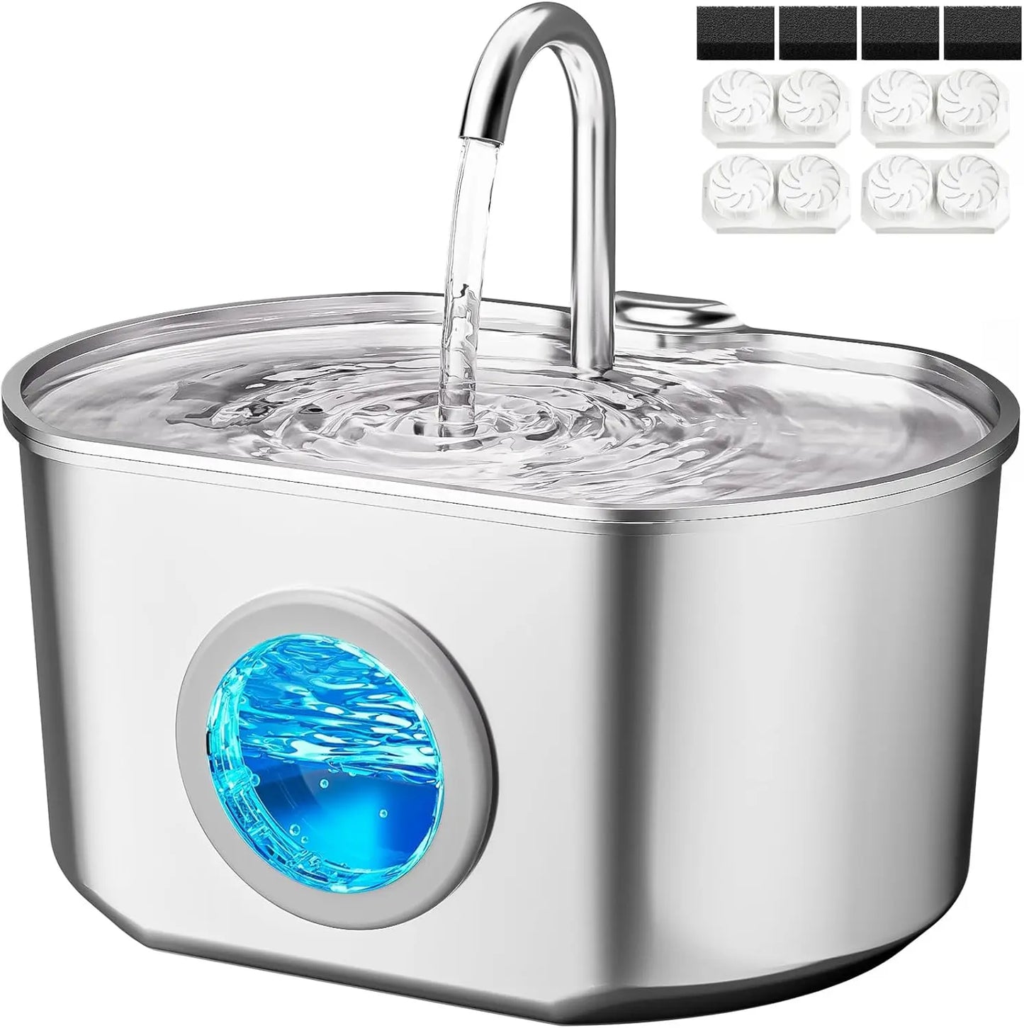 Cat Water Fountain Stainless Steel: 74oz/2.2L Cat Fountain for Drinking | Pet Water Fountain Inside - Automatic Dog Watering Dis
