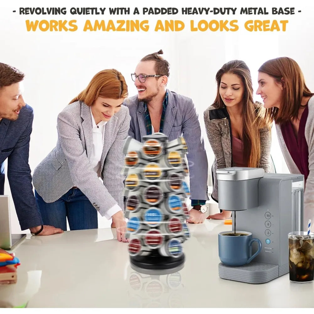 K-cup storage rack, rotating K-cup rack, coffee capsule organizer, no assembly required, black (holds 40 capsules).