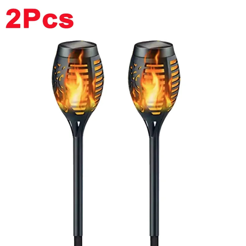 1-12PCS 12LED Solar Flame Torch Lights Flickering Light Waterproof Garden Decoration Outdoor Lawn Path Yard Patio Floor Lamp