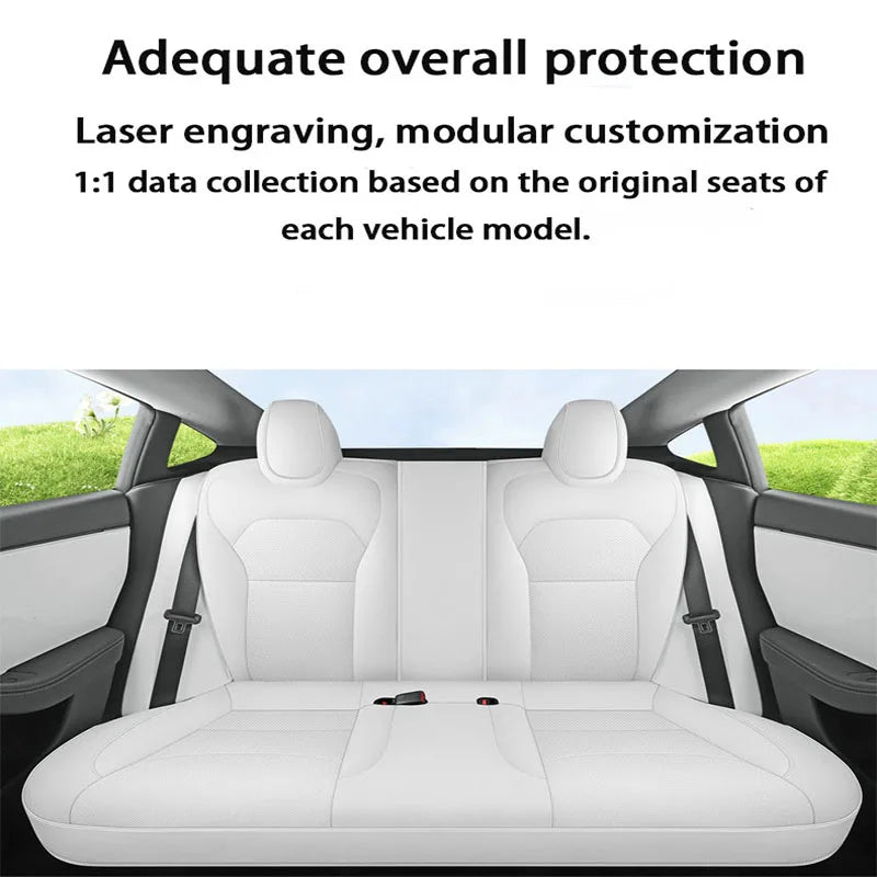 TCYZ For Tesla New Model Y Juniper 2025 Full Set Seat Covers Leather Breathable Car Seat Cover Cushion Protector Replacement