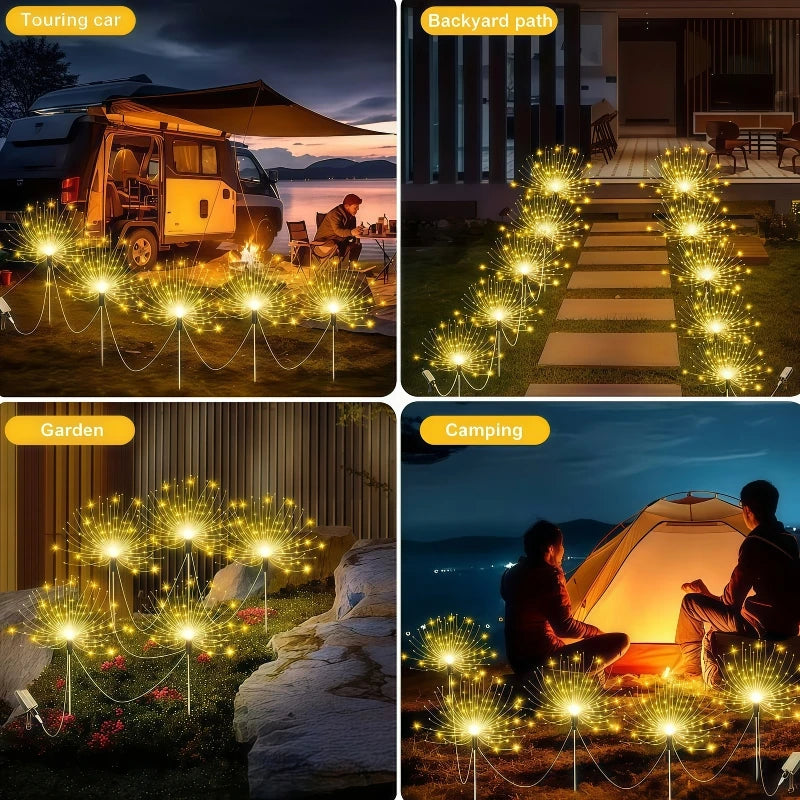 4/5/6Pack 480LED Solar Firework Lights Outdoor Smart Solar Garden Lights Starburst String Lights 8 Modes for Christma Decoration