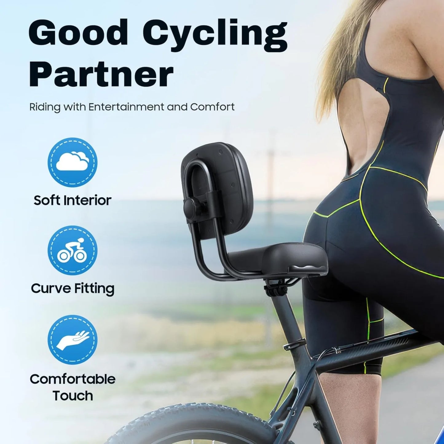 11" x 9.5" Bicycle Tricycle Saddle Seat with Durable Back Support, Oversize Bike Seats with 11" - 15" high Adjustable Back Rest