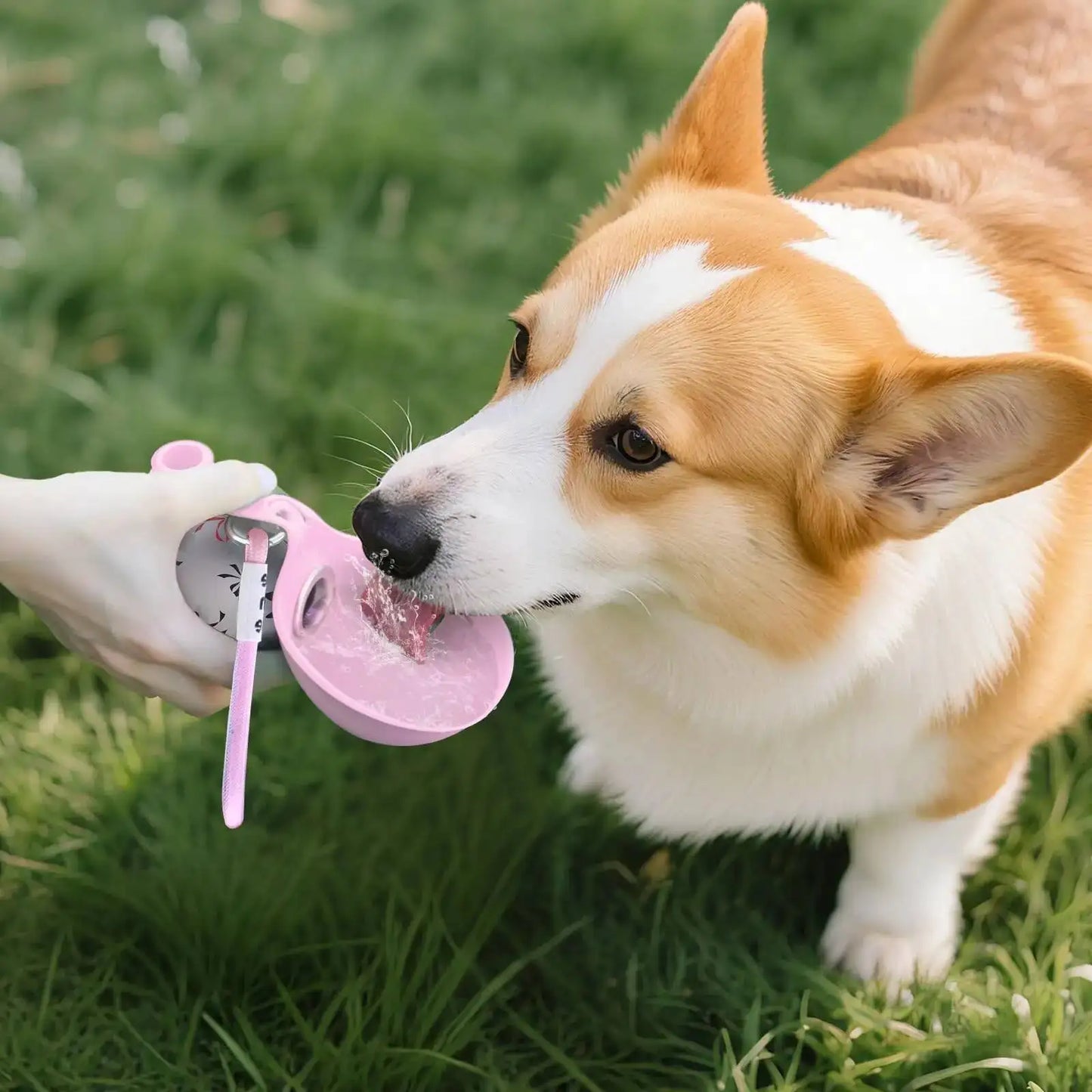 2-in-1 Portable Dog Water Bottle 285ML Stainless Steel&Silicon Leak-Proof Compact Dog Outside Travel Water Bottle for Small Dogs