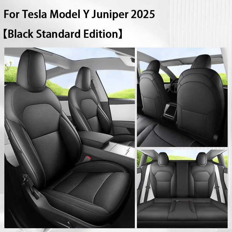 TCYZ For Tesla New Model Y Juniper 2025 Full Set Seat Covers Leather Breathable Car Seat Cover Cushion Protector Replacement
