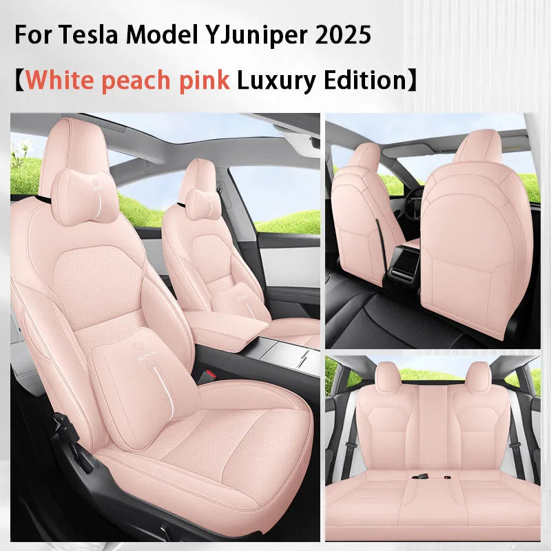 TCYZ For Tesla New Model Y Juniper 2025 Full Set Seat Covers Leather Breathable Car Seat Cover Cushion Protector Replacement