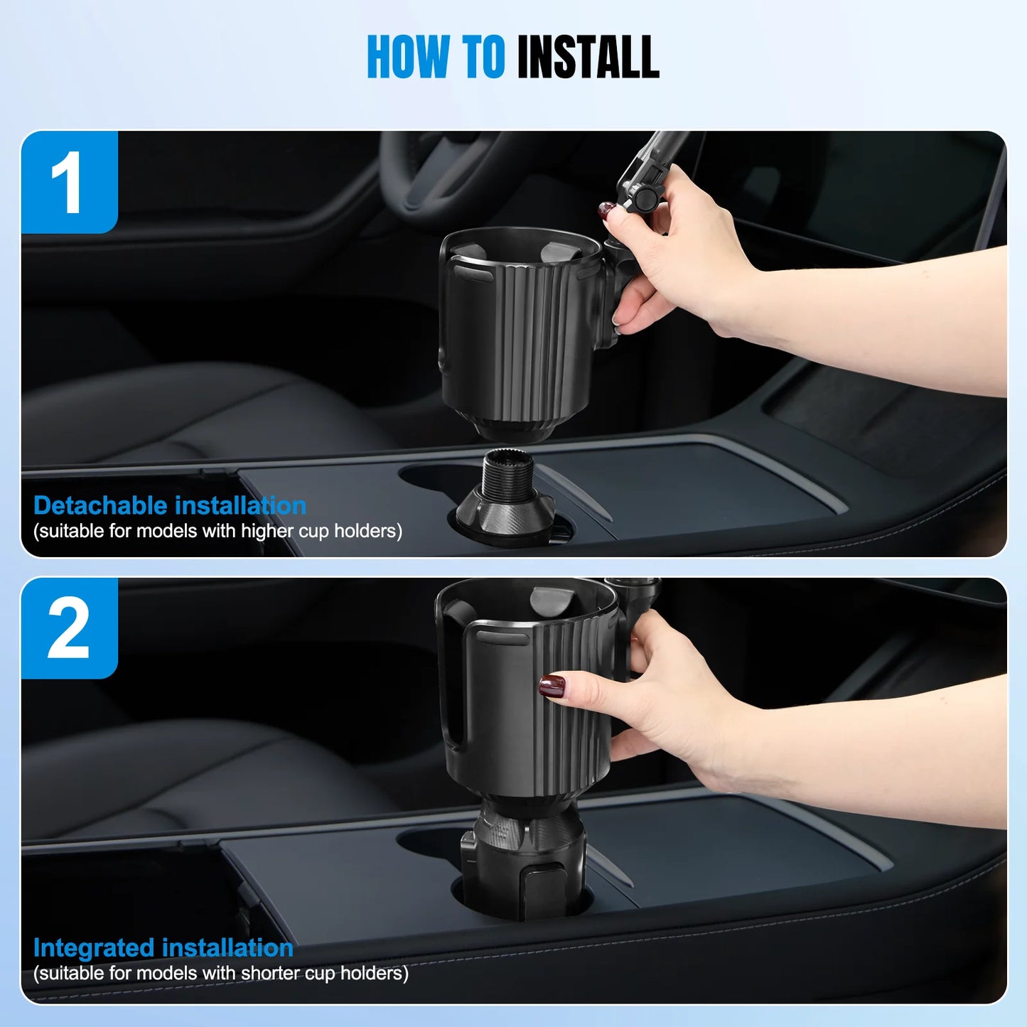 Car Cup Holder Phone Mount 360° Rotatable 2 in 1 Universal Cup Holder For iPhone Samsung Smartphones with Adjustable Base