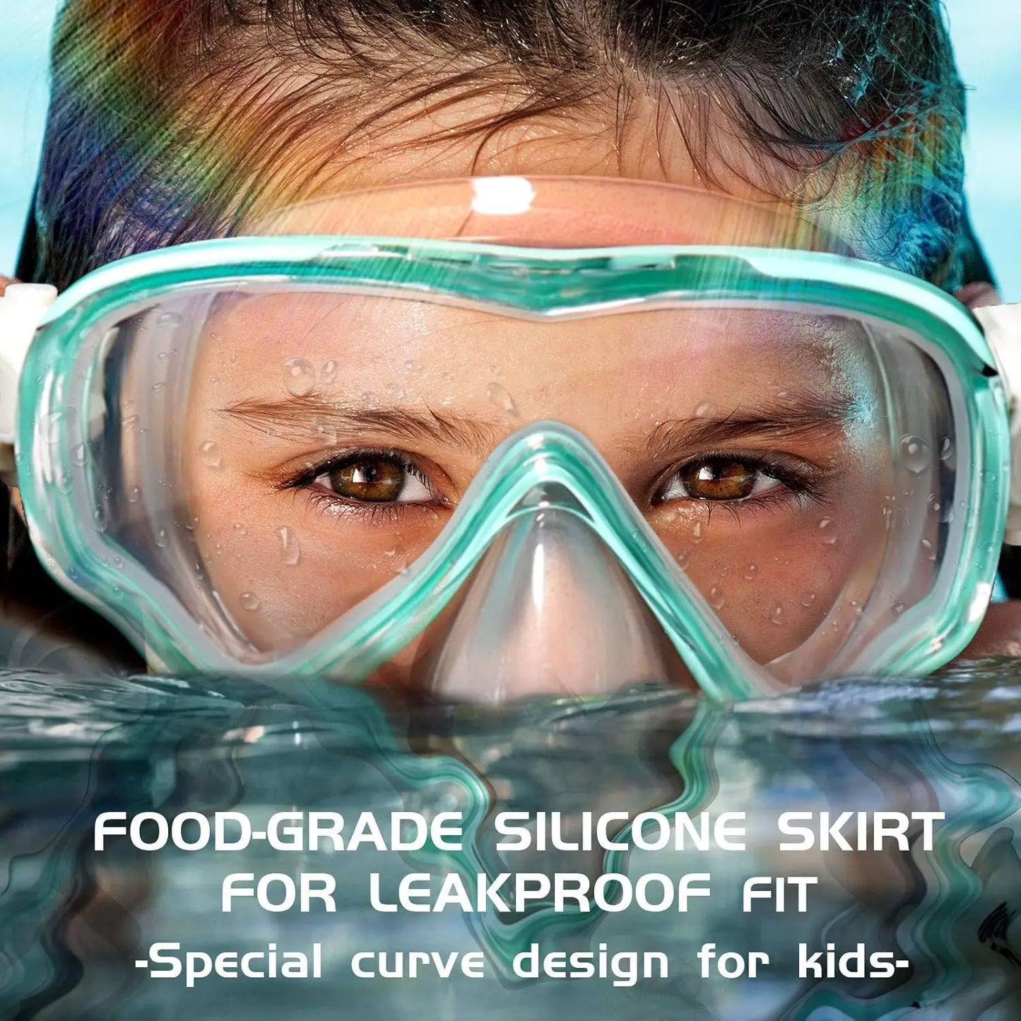 Kids Swim Goggles Snorkel Diving Mask for Youth 5-15, Anti-Fog 180° Clear View
