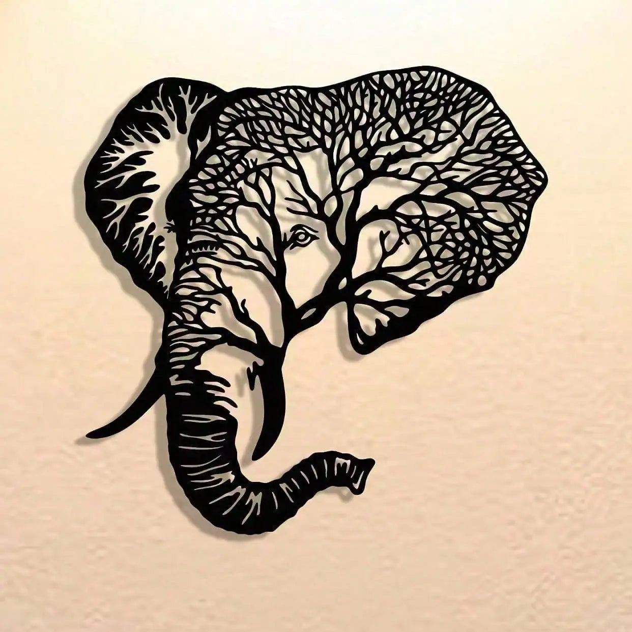Metal Elephant Wall Art，Laser-Cut Abstract Wall Decor，Modern Geometric Metal Panel，Farmhouse Decor Gift，Reusable Home Decoration