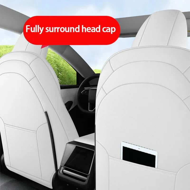 TCYZ For Tesla New Model Y Juniper 2025 Full Set Seat Covers Leather Breathable Car Seat Cover Cushion Protector Replacement