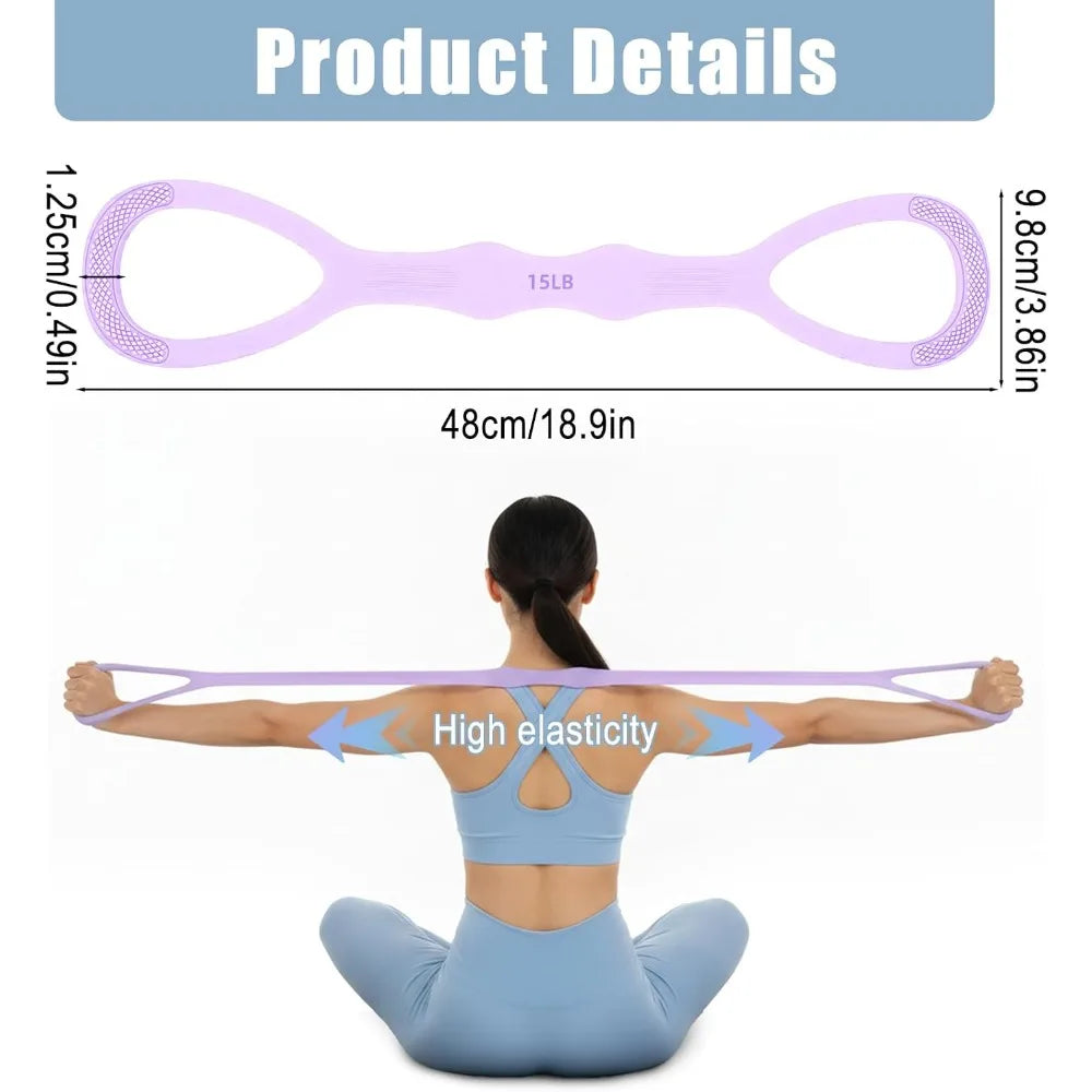 8-Shaped Resistance Bands with Handles, 15lb Pull Rope for Arm Shoulder Back Workout, Home Gym Fitness Equipment for Strength Training, Yoga, Pilates, Physical Therapy, Stretching for Men and Women