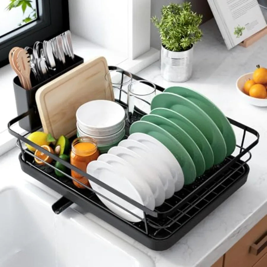 Dish Drying Rack for Kitchen Counter, Stainless Steel Sink Organization and Storage Essentials with Cutlery Holder, Home and Ap