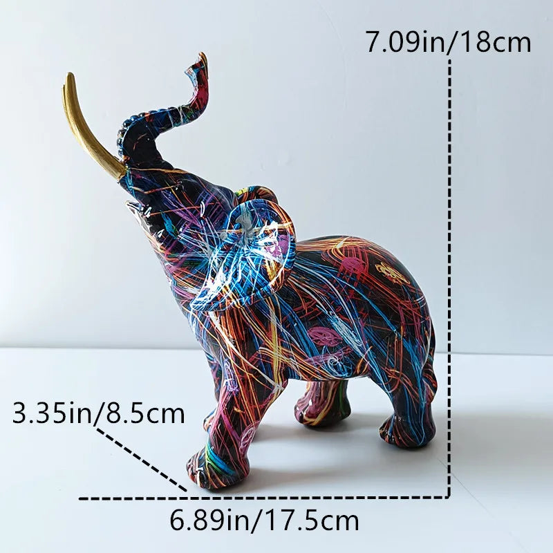 Modern Art Sculpture Home Decor Statue Animal Ornaments For Home Decoration Living Room Desk Bookshelf Graffiti Letter Elephant