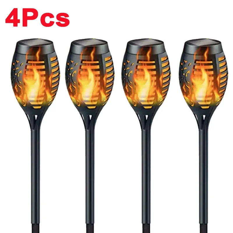 1-12PCS 12LED Solar Flame Torch Lights Flickering Light Waterproof Garden Decoration Outdoor Lawn Path Yard Patio Floor Lamp