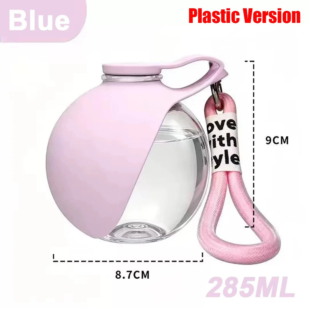 2-in-1 Portable Dog Water Bottle 285ML Stainless Steel&Silicon Leak-Proof Compact Dog Outside Travel Water Bottle for Small Dogs