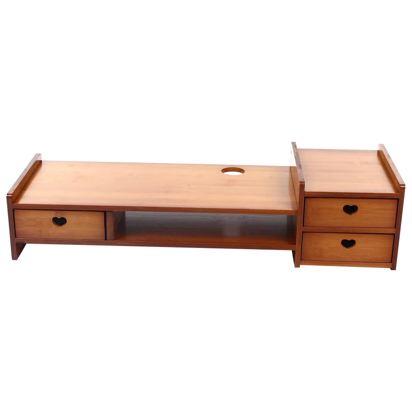 Yiyibyus Monitor Stand Riser 2-Tier Bamboo Wood Computer Monitor Riser Stand Desktop Organizer Stand with Storage Drawer Laptop