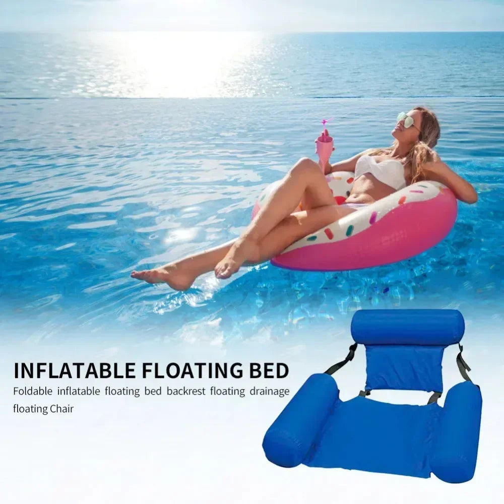 1pc Hot Sale Inflatable Water Hammock Foldable Pool Lounger Float Mesh Air Mattress Recliner for Adult Summer Beach Swimming
