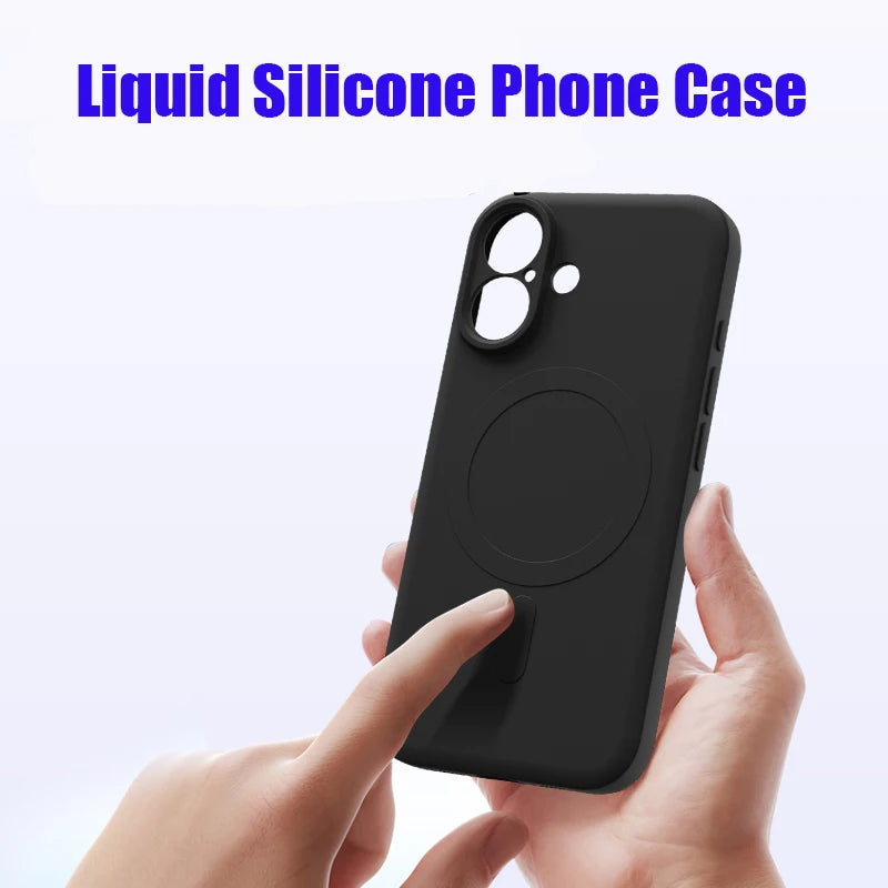 For Magsafe Magnetic Wireless Charging Solid Color Matte Liquid Silicone Shockproof Soft Phone Case for iPhone 16 Pro Max Plus