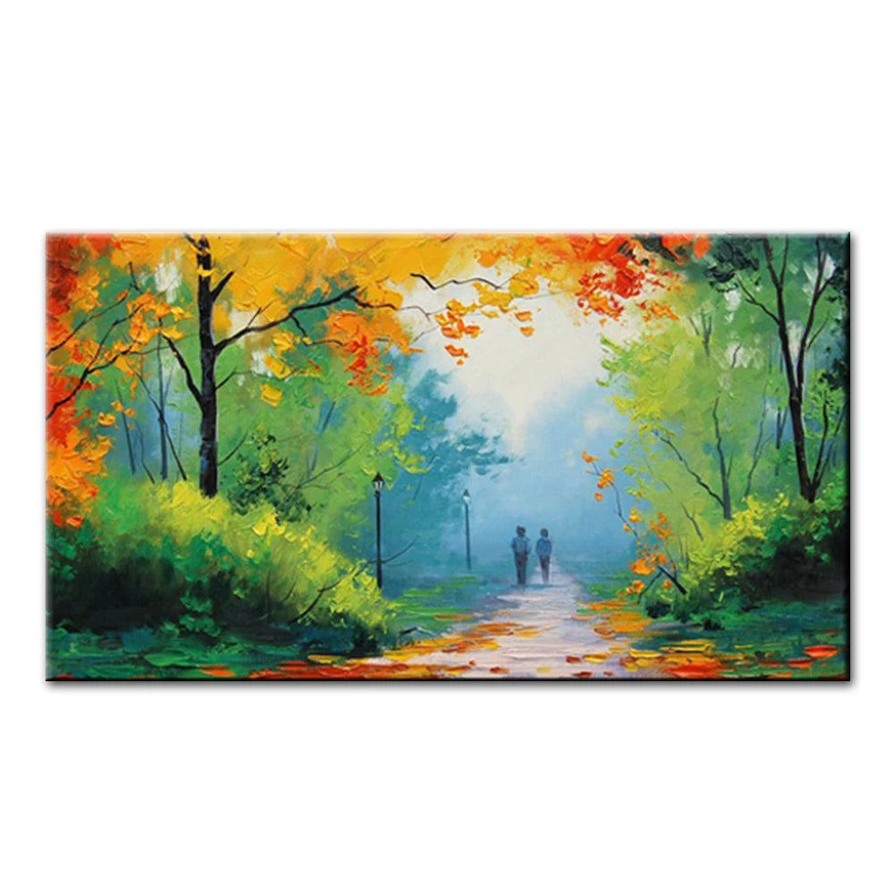 Arthyx,Handpainted Night Knife Oil Painting On Canvas,Wall Art,Modern Abstract Landscape Picture For Living Room Home Decoration