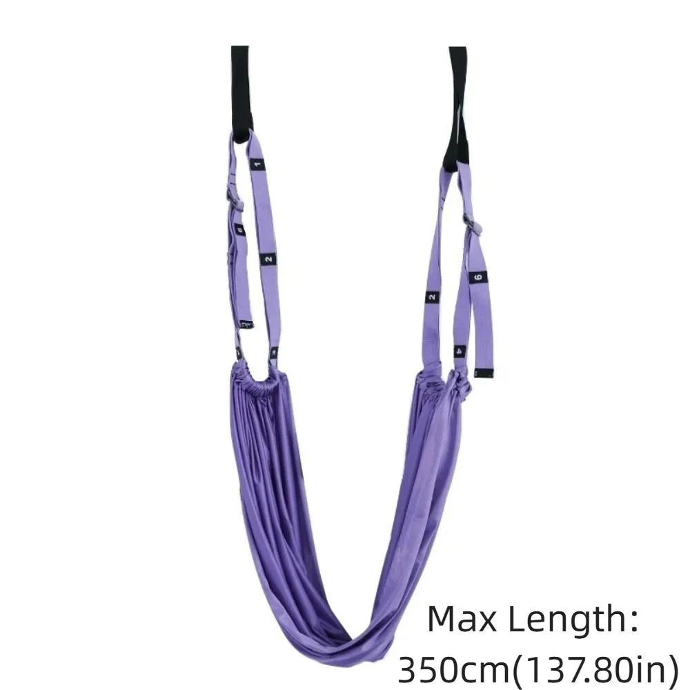 Adjustable Women Aerial Yoga Strap Elastic Stretch Door Hanging Aerial Yoga Hammock Swing Anti-Gravity Flexibility Training