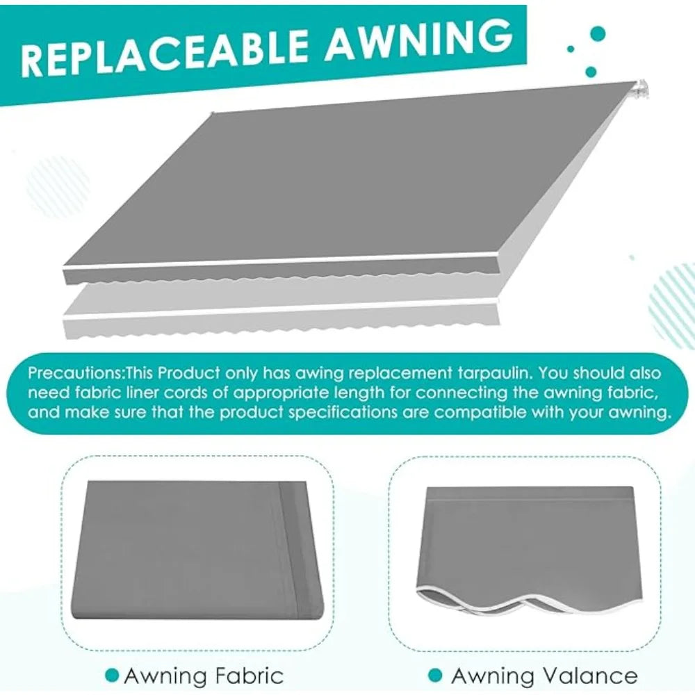 Retractable Awning Replacement, 14x10FT Sunshade Canopy for Patio Outdoor Awning (Without Frame), 280g/㎡ Polyester Fabric Cover