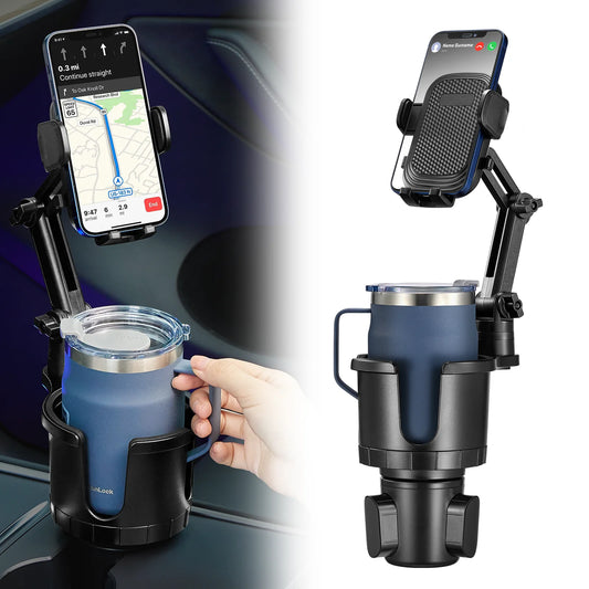 Car Cup Holder Phone Mount 360° Rotatable 2 in 1 Universal Cup Holder For iPhone Samsung Smartphones with Adjustable Base
