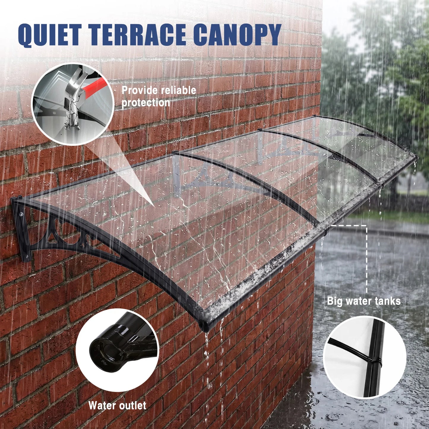 Awning for Door Entrance Strong Load-Bearing Capacity Door Awnings Exterior Long Service Life for Rain Snow Sunlight Protection
