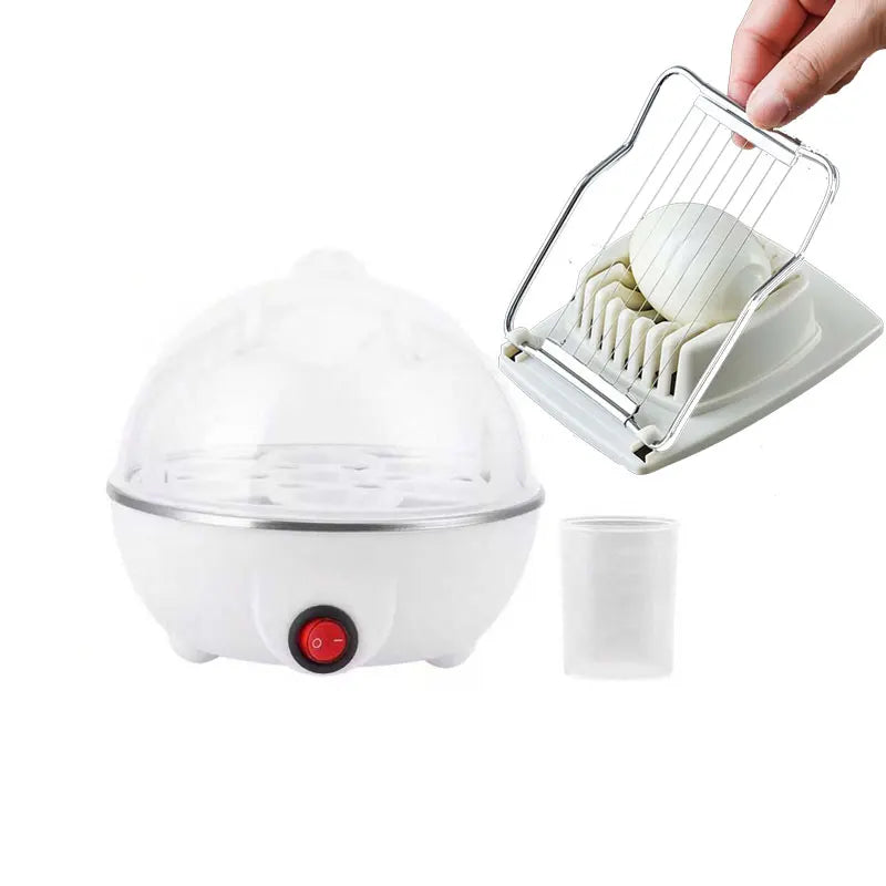 Multifunctional Egg Steamer Egg Cooker Electric Egg Cooker, Anti-Dry Burning Automatic Power Off, Stainless Steel Safety Base, Healthy And Practical, Good For Home Kitchen  2-In-1 Egg Slicer For Peeling And Cutting Eggs