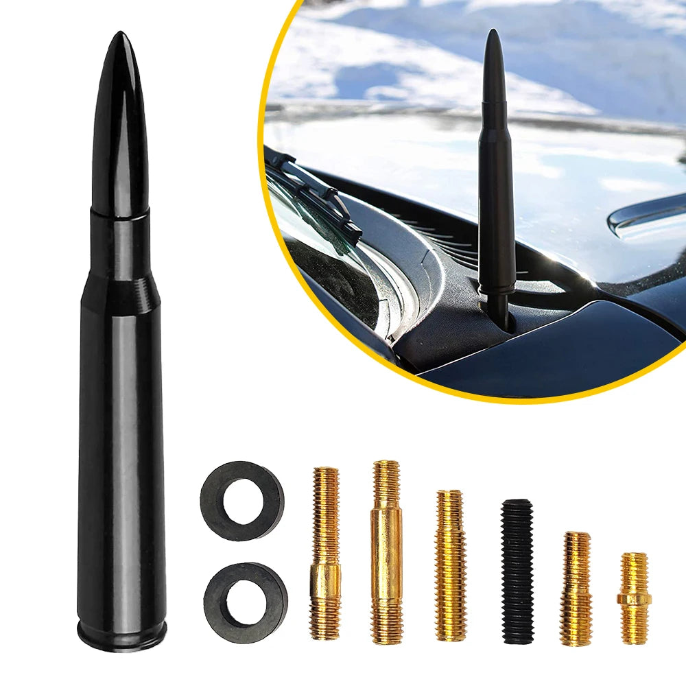14cm Car Roof Antenna Bullet Radio Whip Aerial Antenna Pole AM/FM Radio Car Pole Universal with Screws Car Antenna Mini Short
