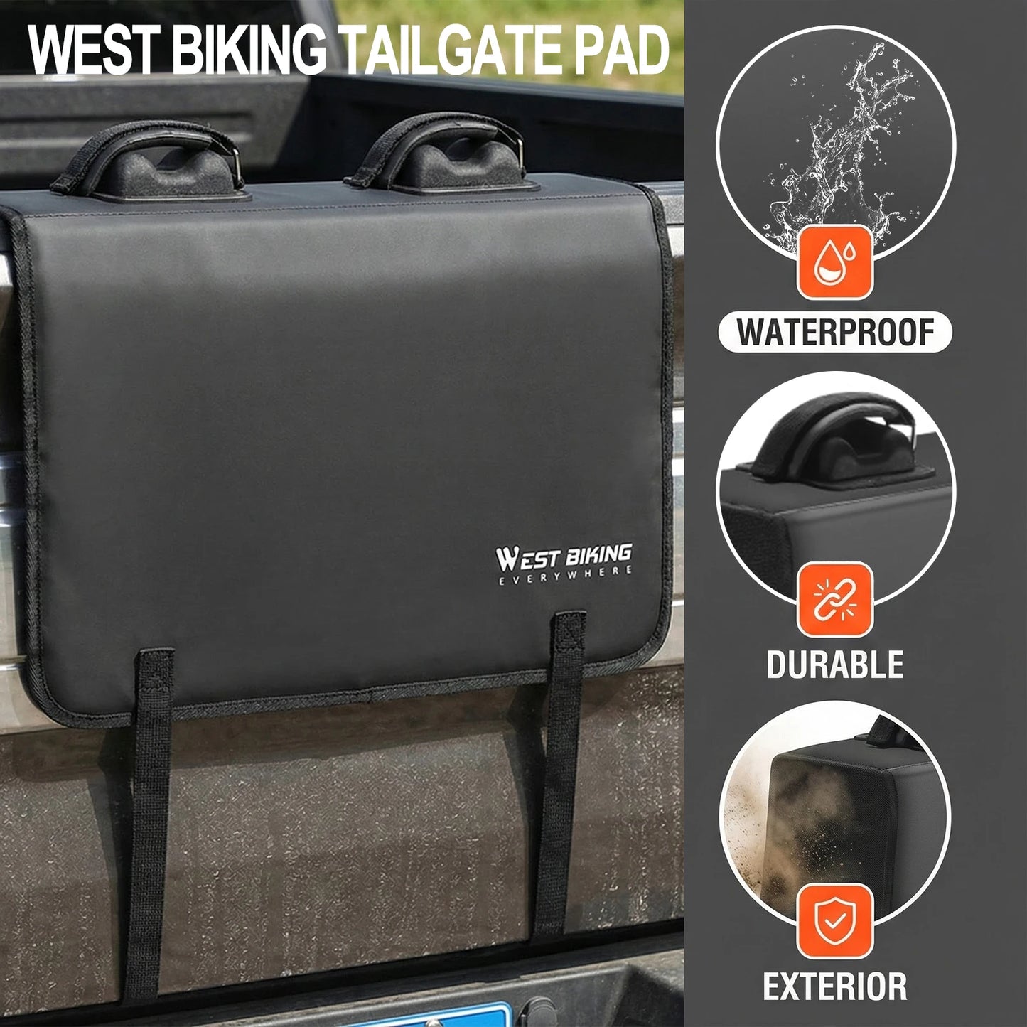 Mountain Bike Carrier Bicycle Rack Waterproof Tailgate Pickup Soft Rack with Tool Pocket for Pickup Truck
