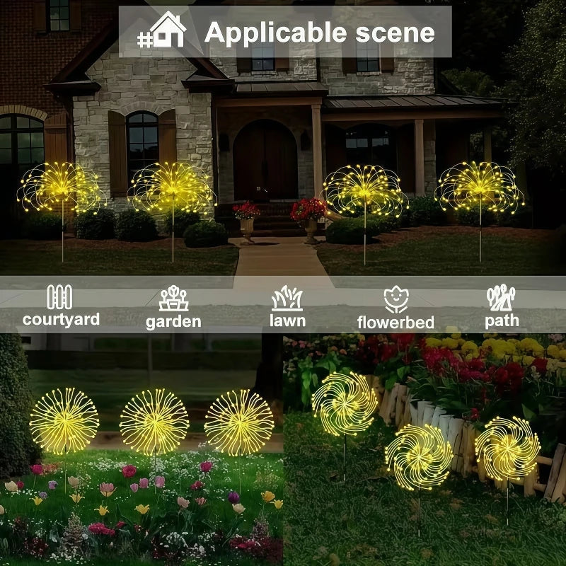 4/5/6Pack 480LED Solar Firework Lights Outdoor Smart Solar Garden Lights Starburst String Lights 8 Modes for Christma Decoration