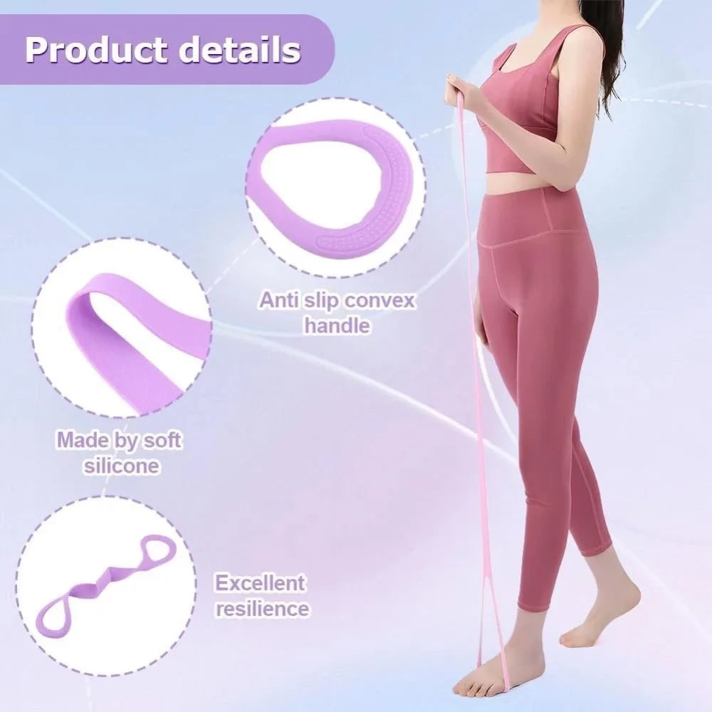 Professional 3pcs Figure 8 Resistance Bands Set with Handles for Women and Men, Premium Elastic Exercise Bands for Home Gym Workouts, Arm Toning, Back Strengthening, Shoulder Stretching, Full Body Training, Physical