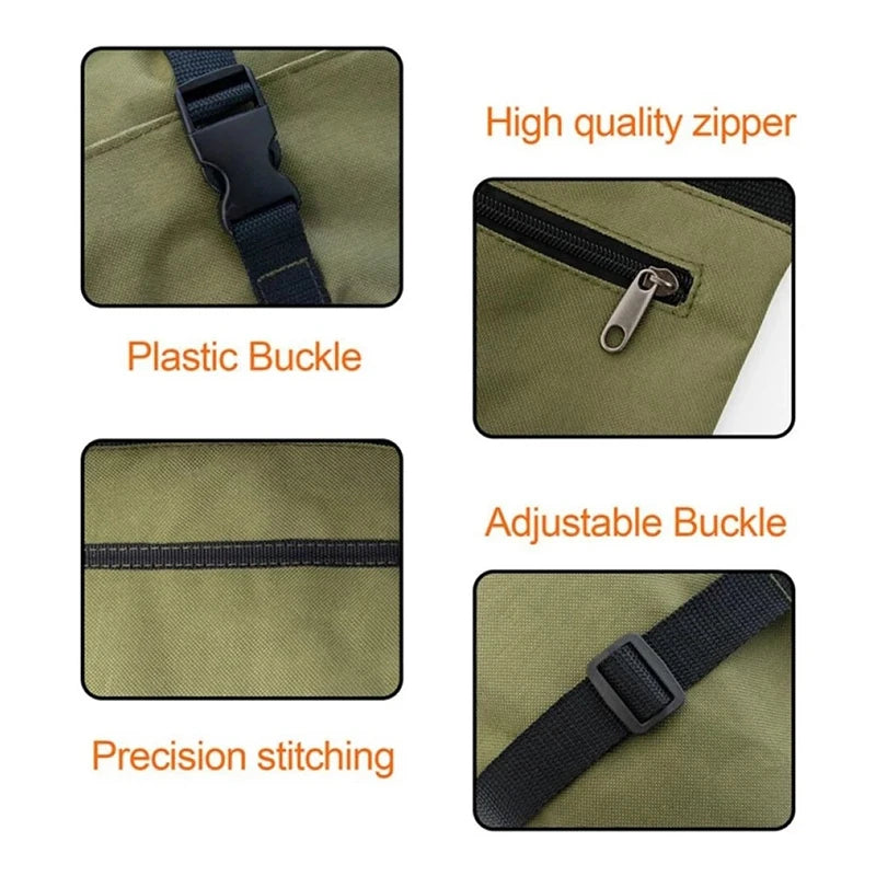 Tool Roll Organizer Heavy-Duty Roll-up Tool Bag Multi-purpose Canvas Tool Pouch Zipper Pockets Portable Storage Wrap Black/Green